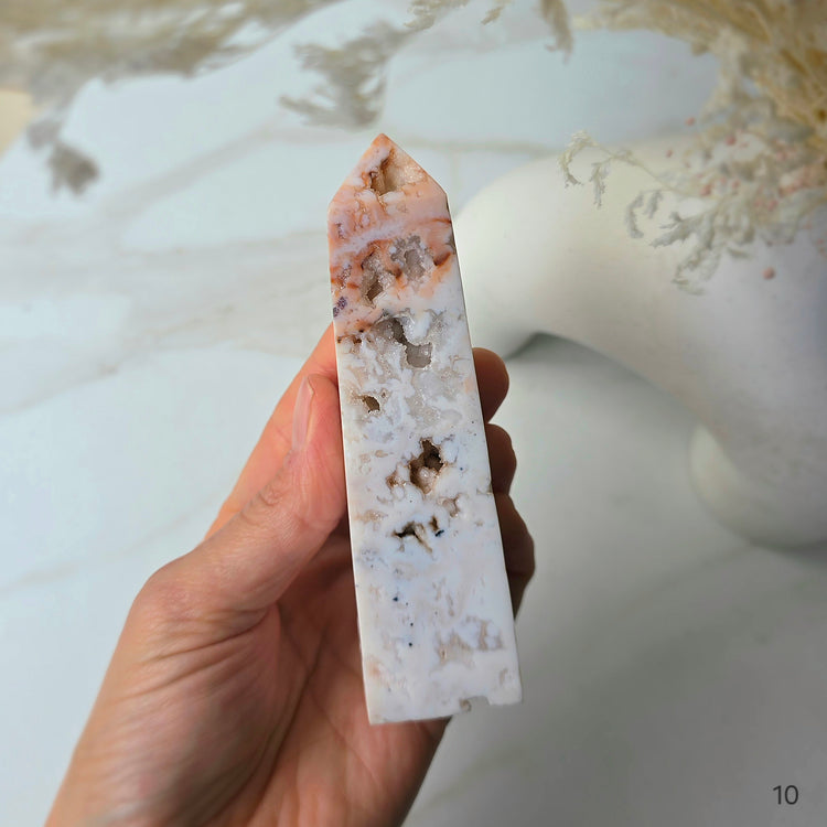 Rare Soft Pink Carnelian Crystal Tower Point Obelisk High Quality Indonesia