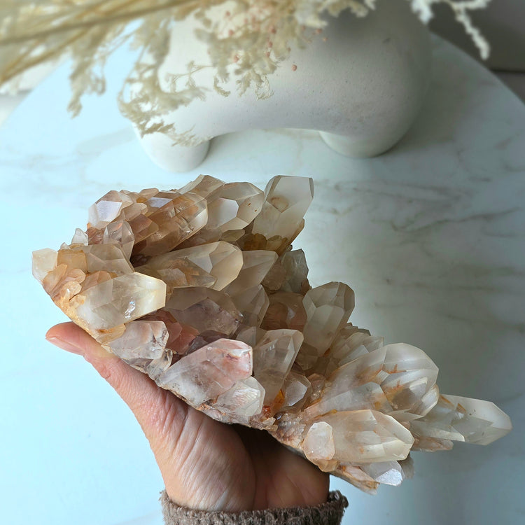 Hematoid Quartz Crystal Cluster Statement Piece High Quality Brazil