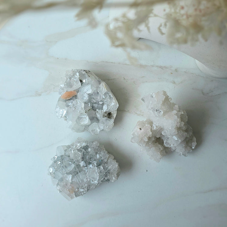 Rare Diamond Apophyllite Crystal Cluster High Quality India
