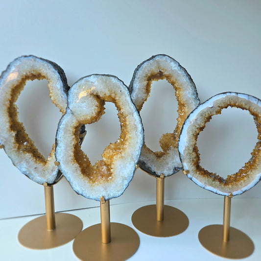 Citrine Crystal Portal on Gold Stand High Quality Brazil