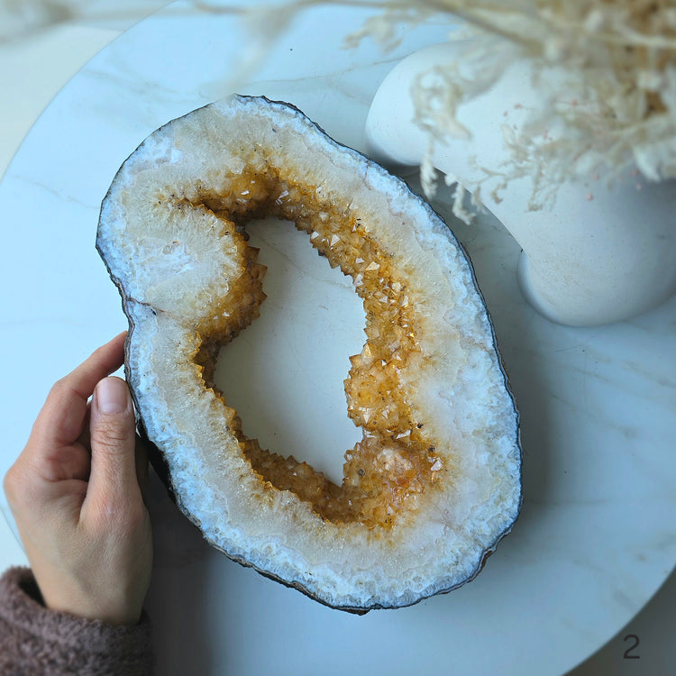 Citrine Crystal Portal on Gold Stand High Quality Brazil