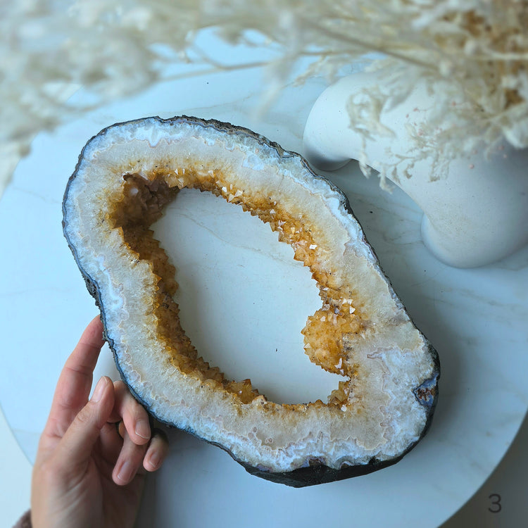 Citrine Crystal Portal on Gold Stand High Quality Brazil