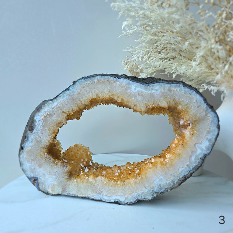 Citrine Crystal Portal on Gold Stand High Quality Brazil