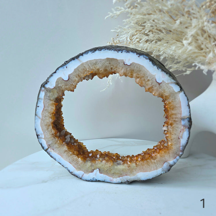 Citrine Crystal Portal on Gold Stand High Quality Brazil