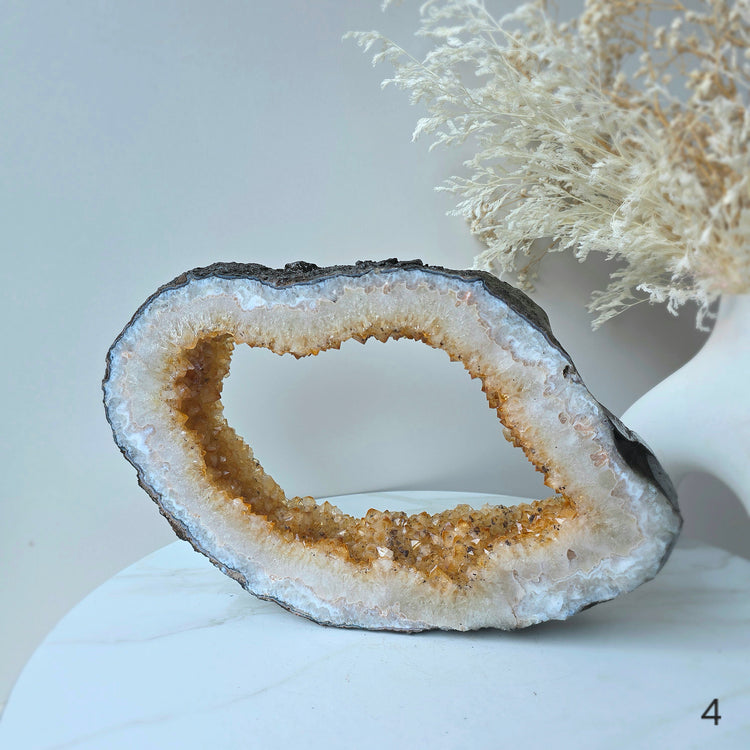Citrine Crystal Portal on Gold Stand High Quality Brazil