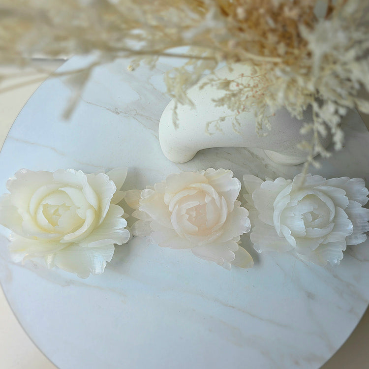 White Onyx Crystal Rose Carving