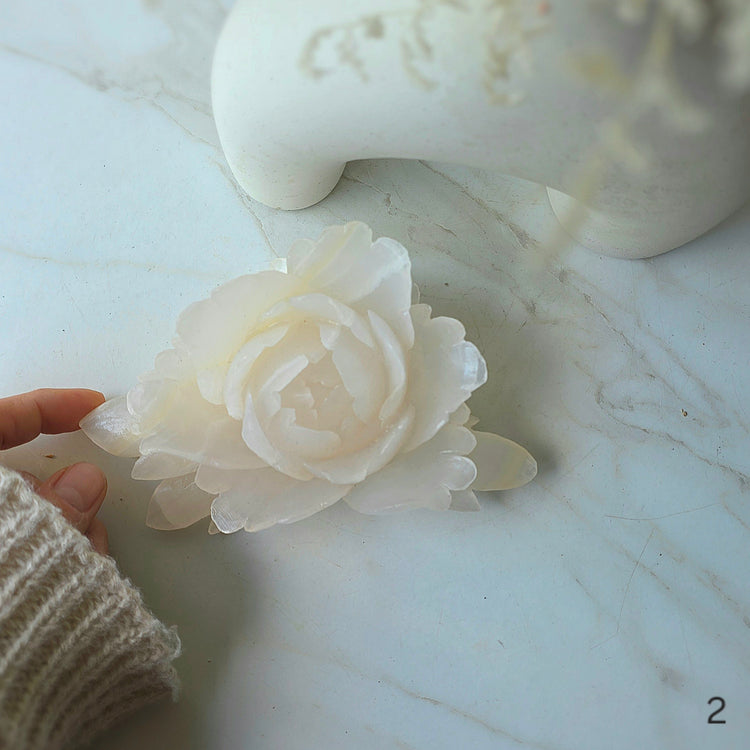 White Onyx Crystal Rose Carving
