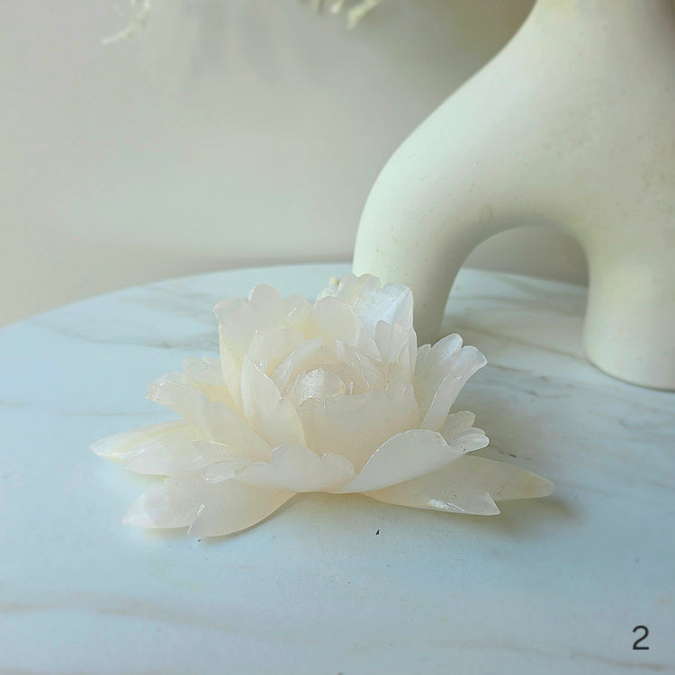 White Onyx Crystal Rose Carving
