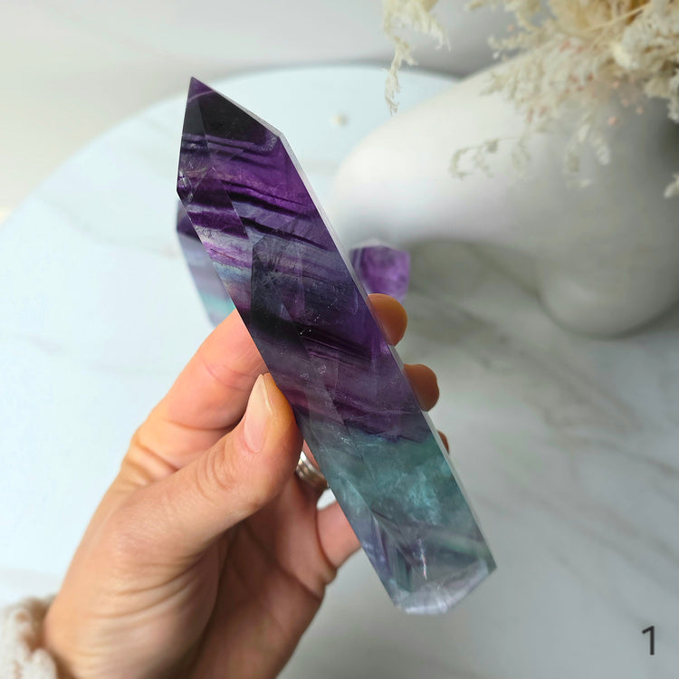 Rainbow Fluorite Crystal Tower Point Obelisk High Quality China