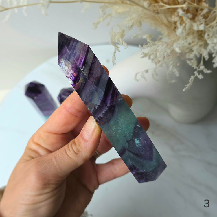 Rainbow Fluorite Crystal Tower Point Obelisk High Quality China