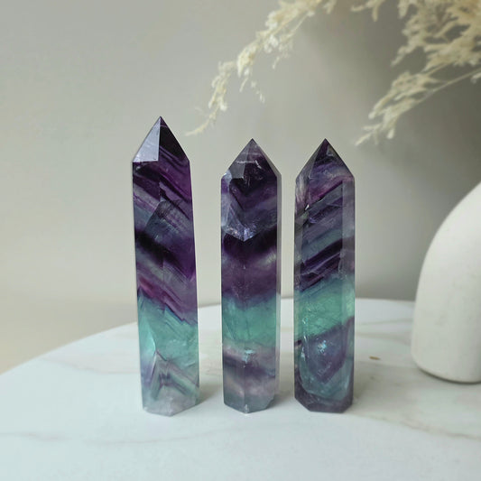 Rainbow Fluorite Crystal Tower Point Obelisk High Quality China