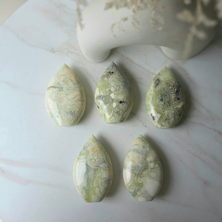 Rare Green Maligano Jasper Crystal Flame Indonesia