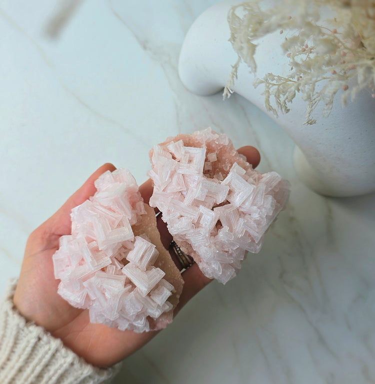 Pink Halite Crystal Cluster on Stand High Quality USA