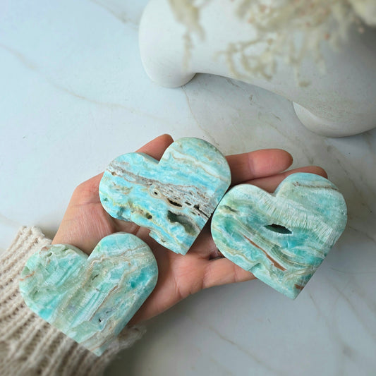 Blue Hemimorphite Crystal Heart on Stand High Quality Mexico