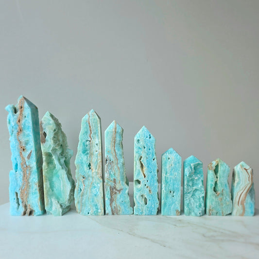 Blue Hemimorphite Crystal Tower Point Obelisk High Quality Mexico