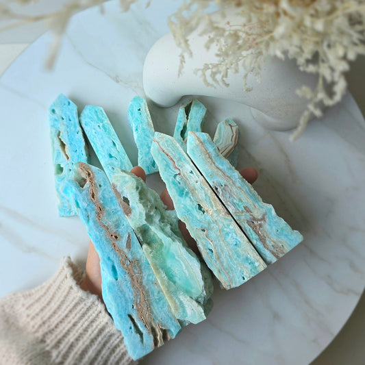 Blue Hemimorphite Crystal Tower Point Obelisk High Quality Mexico