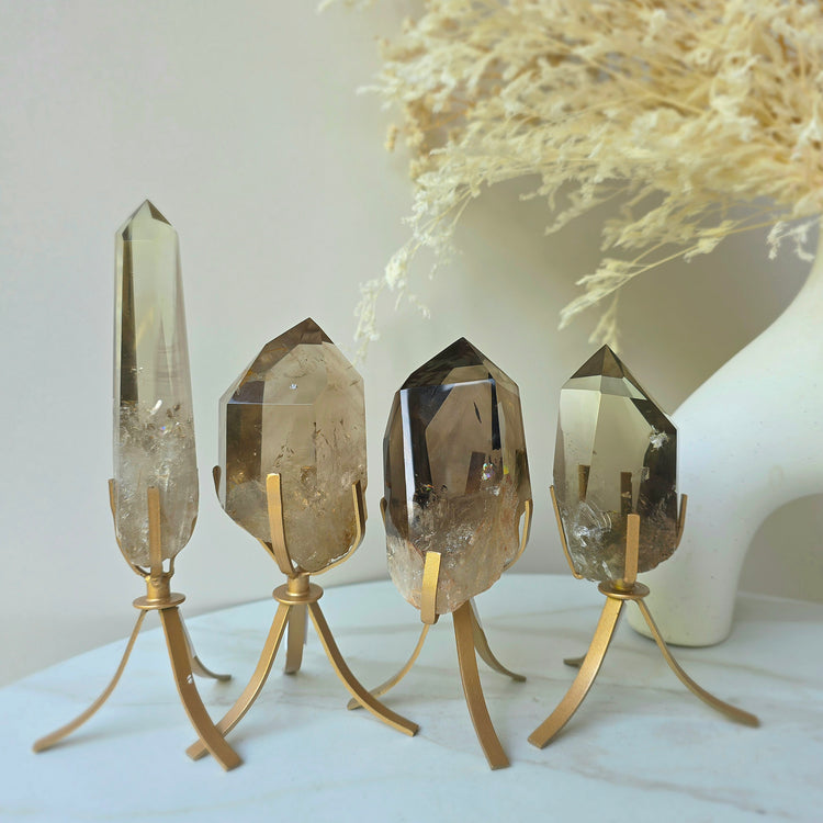 Natural Citrine and Smokey Citrine Crystal Point High Quality Brazil Collectors Piece Small