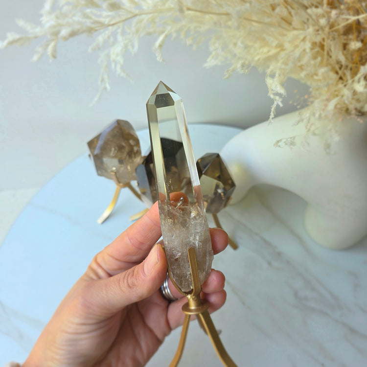 Natural Citrine and Smokey Citrine Crystal Point High Quality Brazil Collectors Piece Small