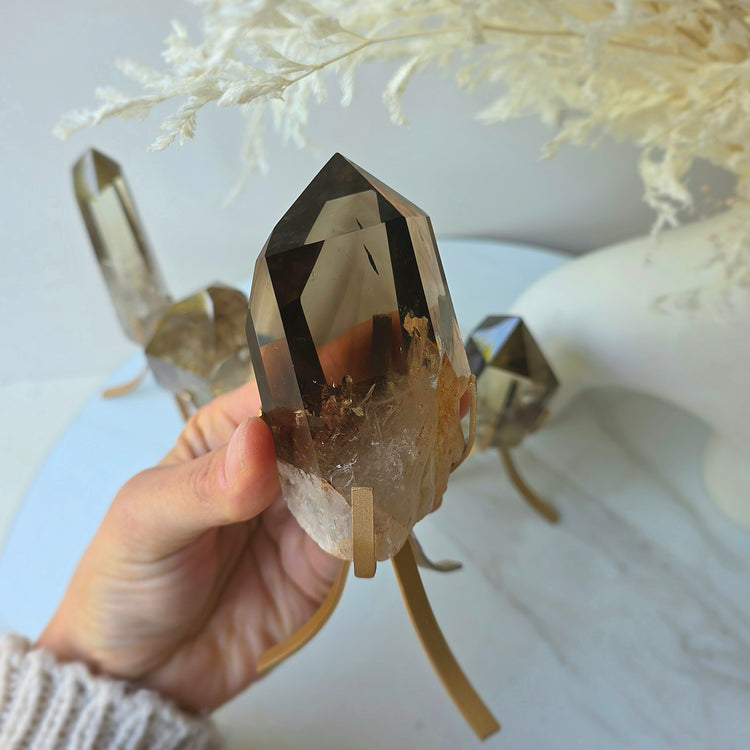 Natural Citrine and Smokey Citrine Crystal Point High Quality Brazil Collectors Piece Small