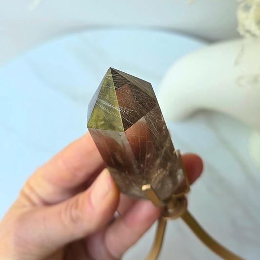 Natural Smokey Quartz with Silver Rutile Crystal Point High Quality Brazil Collectors Piece