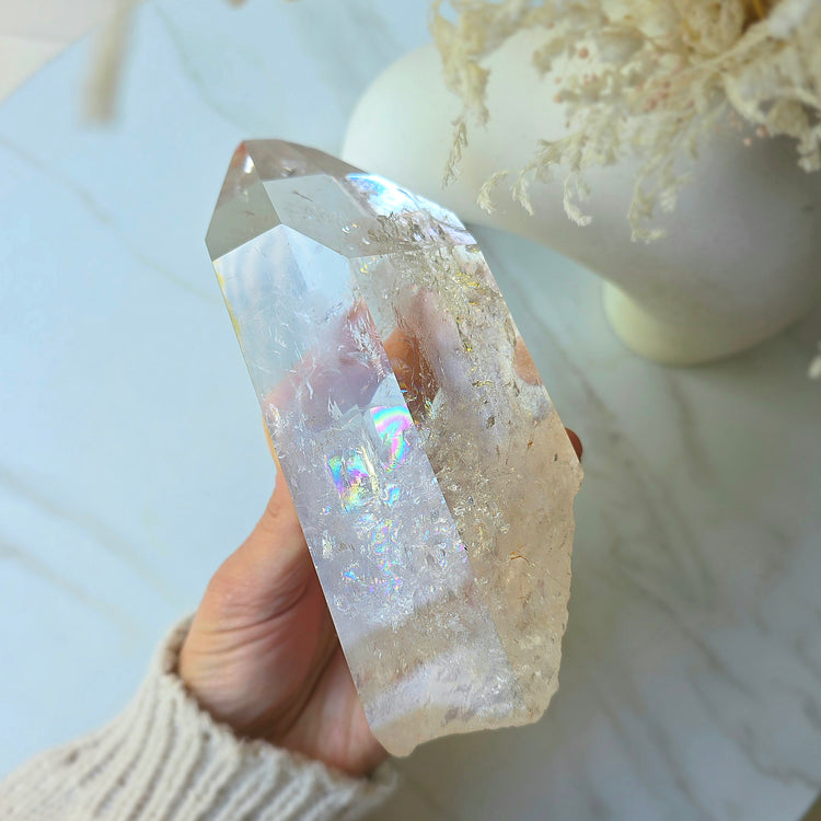 Clear Quartz Crystal Natural Point AA High Quality Brazil XL