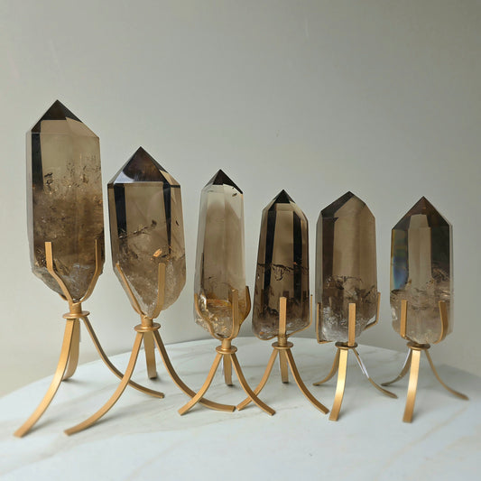 Smokey Quartz Crystal Natural Polished Point on Stand High Quality Brazil