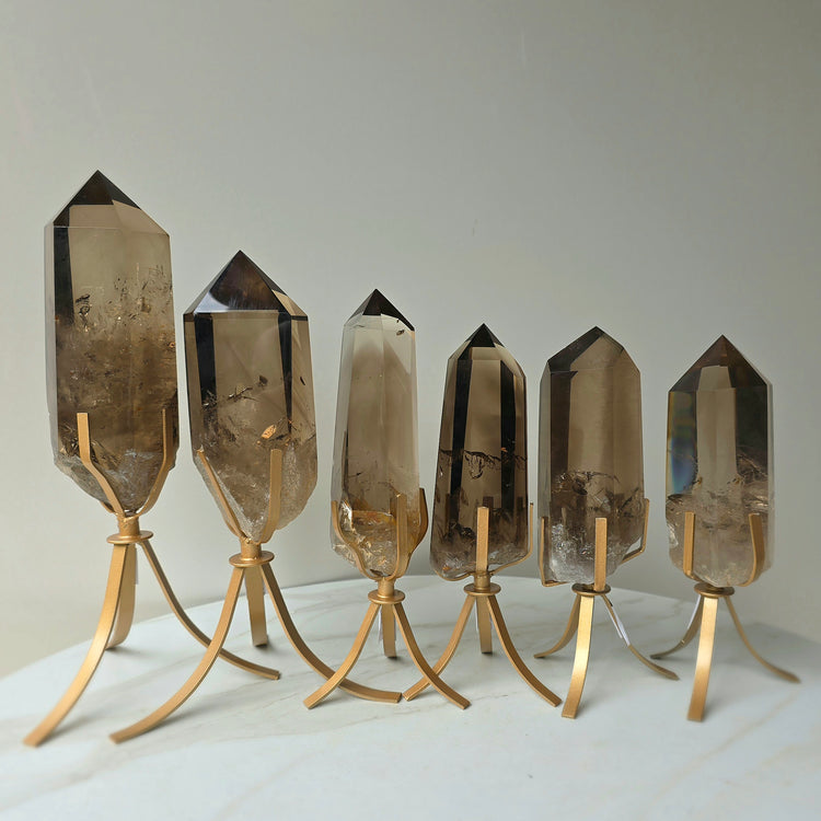 Smokey Quartz Crystal Natural Polished Point on Stand High Quality Brazil