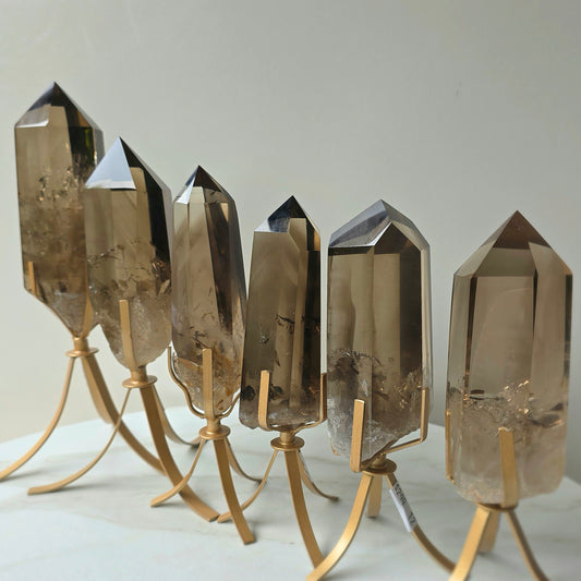 Smokey Quartz Crystal Natural Polished Point on Stand High Quality Brazil