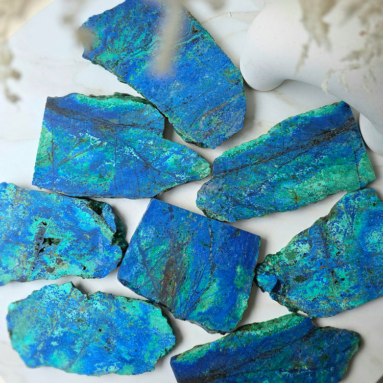 Azurite Malachite Crystal Slab Slice on Stand High Quality Peru