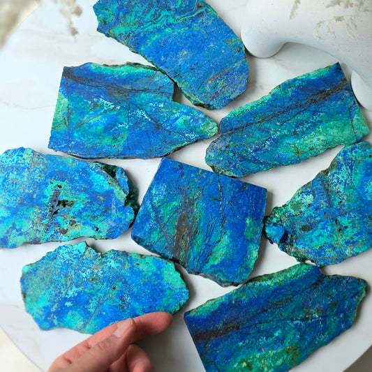 Azurite Malachite Crystal Slab Slice on Stand High Quality Peru