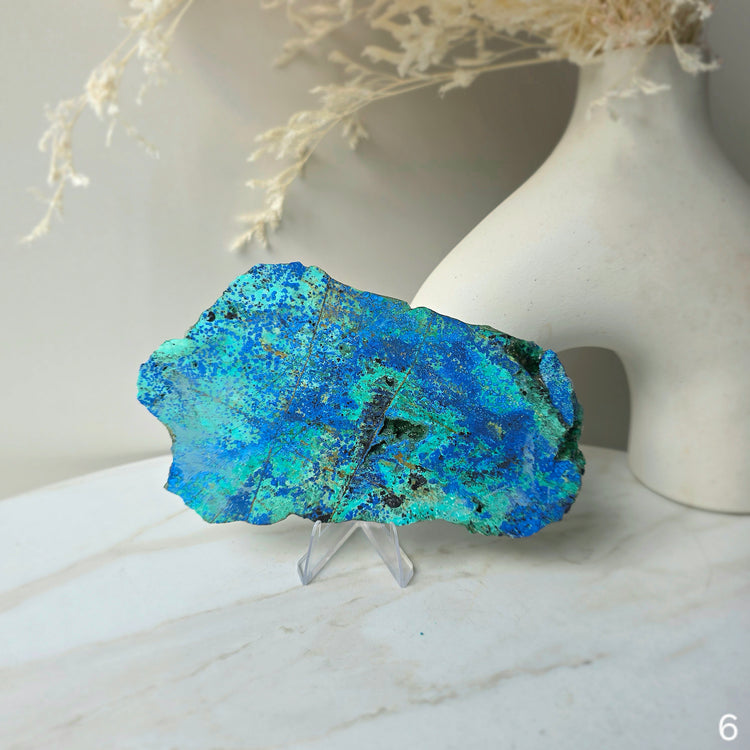 Azurite Malachite Crystal Slab Slice on Stand High Quality Peru