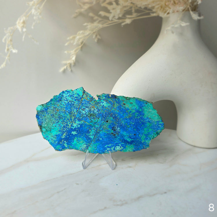 Azurite Malachite Crystal Slab Slice on Stand High Quality Peru