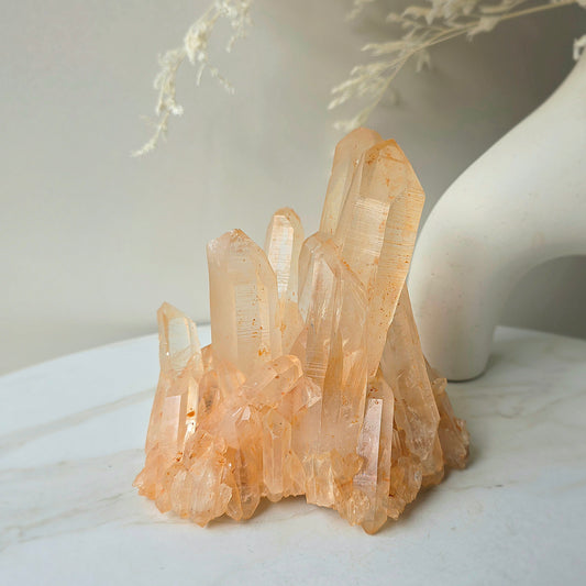 Pink Himalayan Crystal Quartz Cluster on Stand High Quality India
