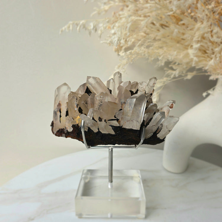 Clear Quartz Crystal Cluster on Stand High Quality Brazil