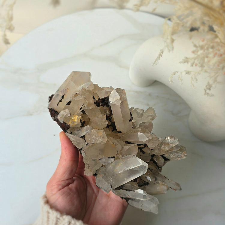 Clear Quartz Crystal Cluster on Stand High Quality Brazil