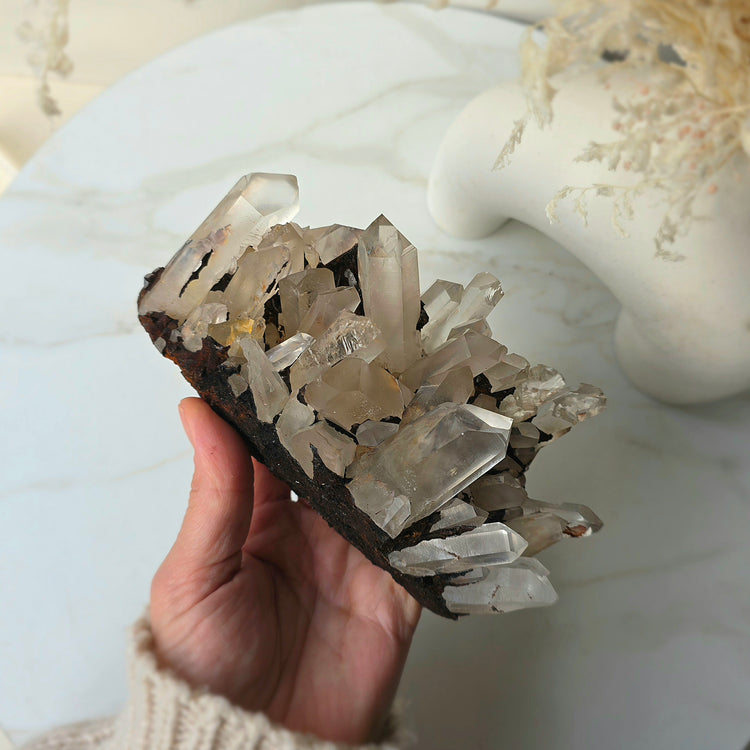 Clear Quartz Crystal Cluster on Stand High Quality Brazil