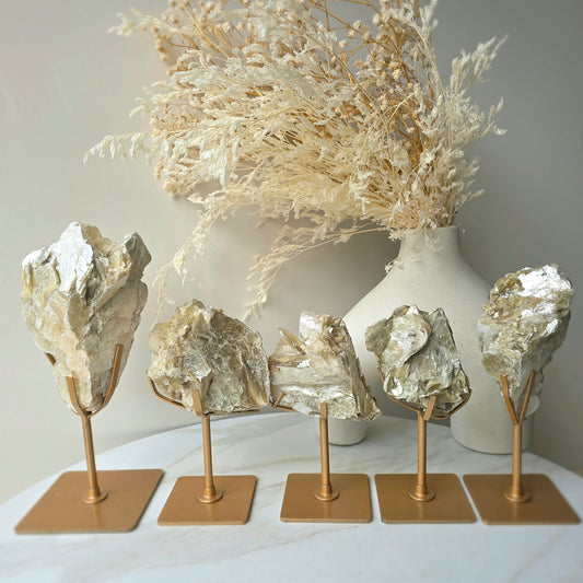 Golden Mica Crystal Cluster High Quality on Stand Madagascar
