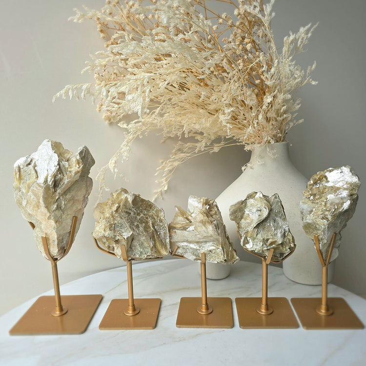 Golden Mica Crystal Cluster High Quality on Stand Madagascar