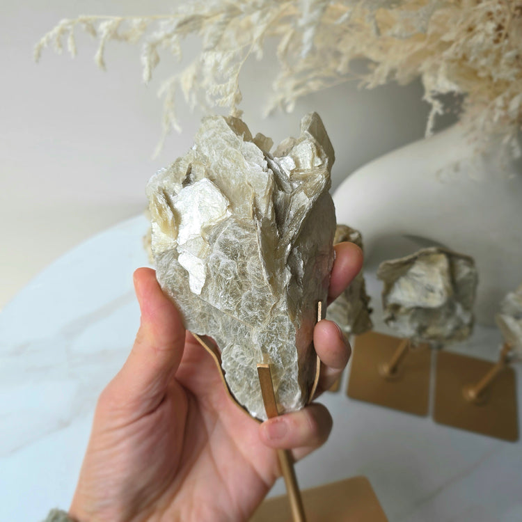 Golden Mica Crystal Cluster High Quality on Stand Madagascar