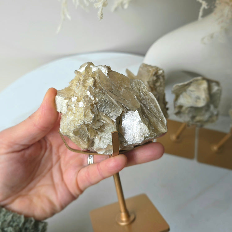 Golden Mica Crystal Cluster High Quality on Stand Madagascar