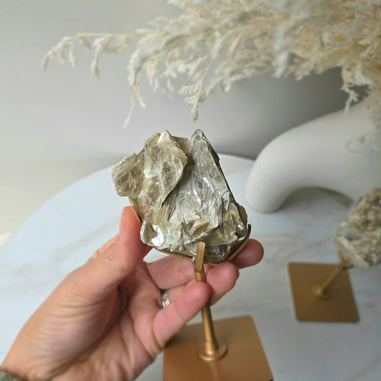 Golden Mica Crystal Cluster High Quality on Stand Madagascar
