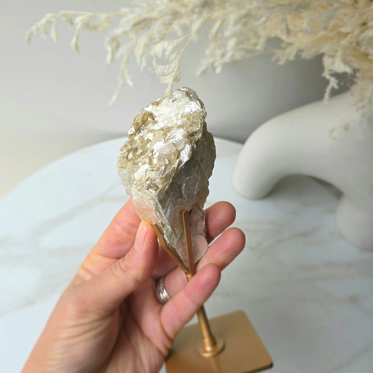 Golden Mica Crystal Cluster High Quality on Stand Madagascar