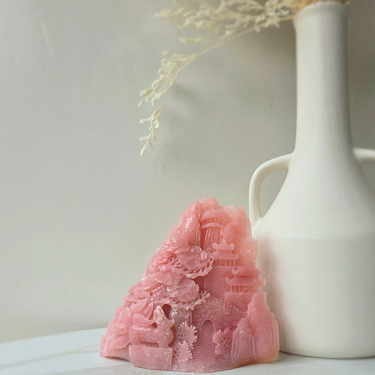 Pink Opal Magical Garden Hand Carving High Quality Peru