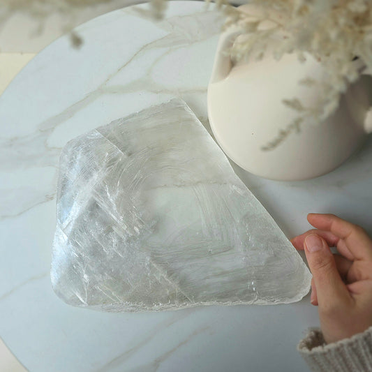 Selenite Polished Slab Slice on Stand High Quality Mexico