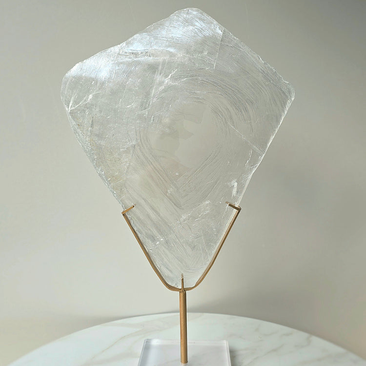 Selenite Polished Slab Slice on Stand High Quality Mexico