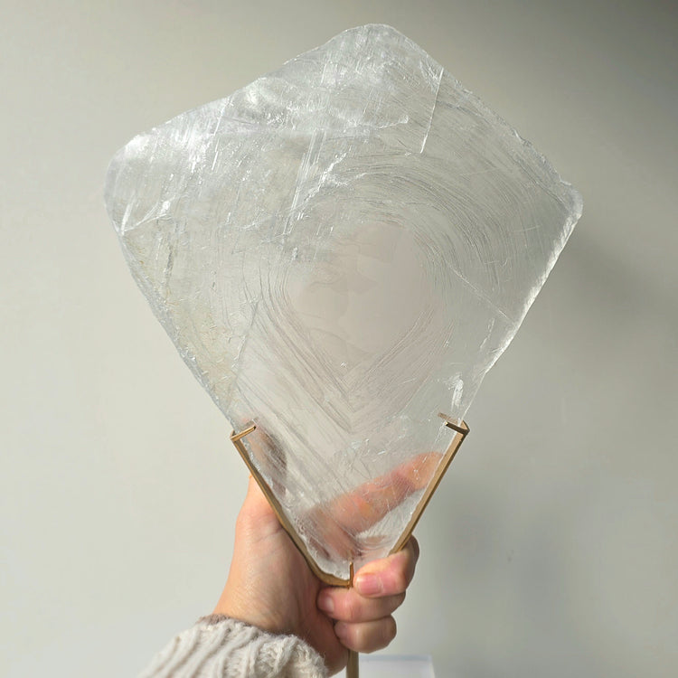 Selenite Polished Slab Slice on Stand High Quality Mexico