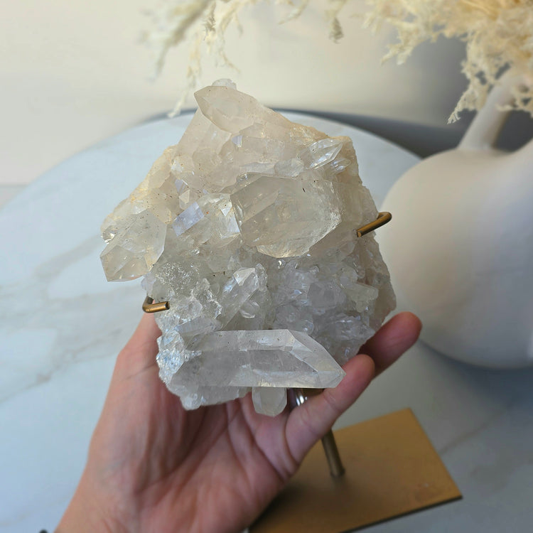 Clear Quartz Crystal Cluster on Stand Brazil