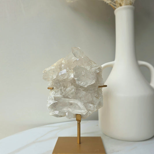 Clear Quartz Crystal Cluster on Stand Brazil