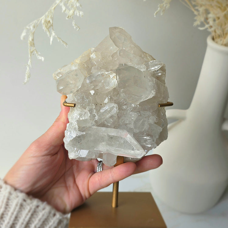 Clear Quartz Crystal Cluster on Stand Brazil