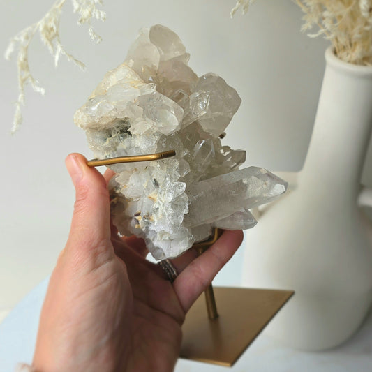 Clear Quartz Crystal Cluster on Stand Brazil